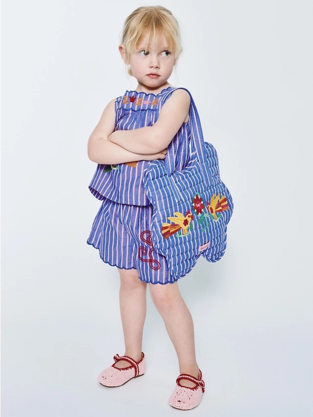 NWT Limited Edition Zara x Sissel Edelbo Embroidered Striped Top & Shorts Set